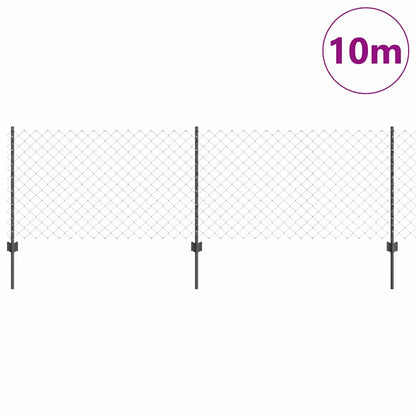 Fence with Posts Grey 0.8 x 10 m Steel