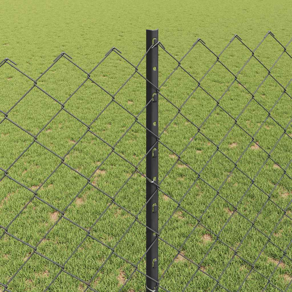 Fence with Posts Grey 1.4 x 10 m Steel