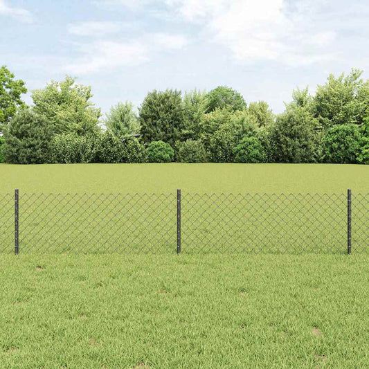 Fence with Posts Grey 0.4 x 25 m Steel