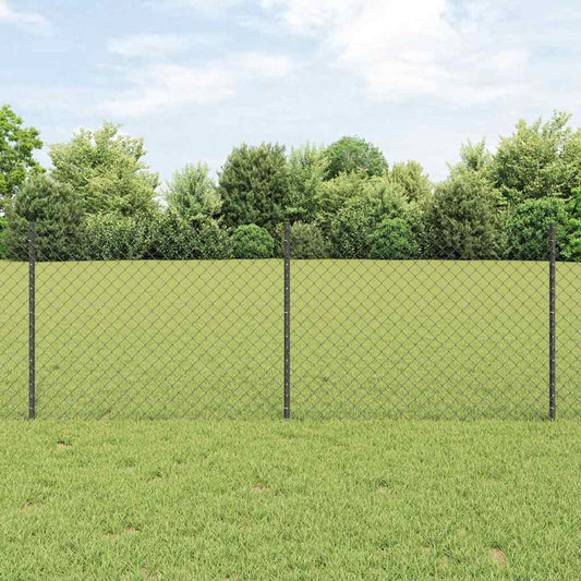 Fence with Posts Grey 0.8 x 25 m Steel