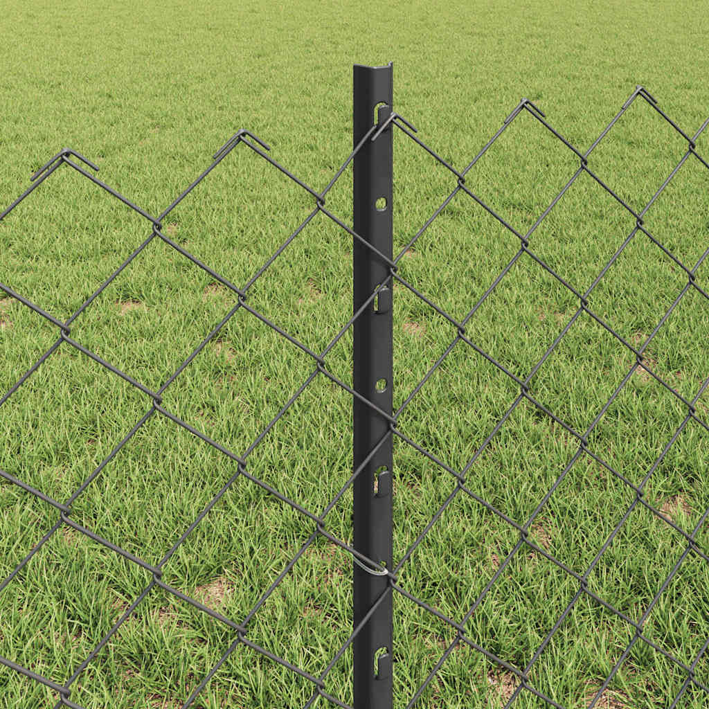 Fence with Posts Grey 0.6 x 25 m Steel
