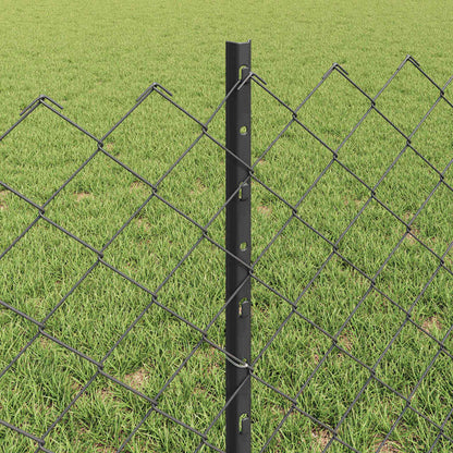 Fence with Posts Grey 0.6 x 25 m Steel