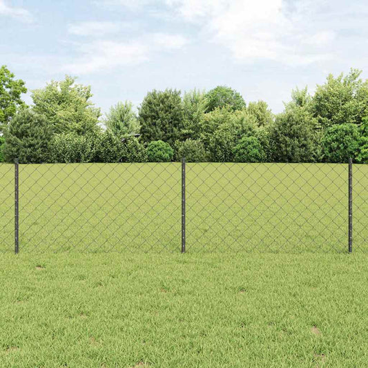 Fence with Posts Grey 0.6 x 25 m Steel