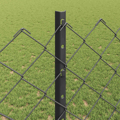 Fence with Posts Grey 1.2 x 25 m Steel