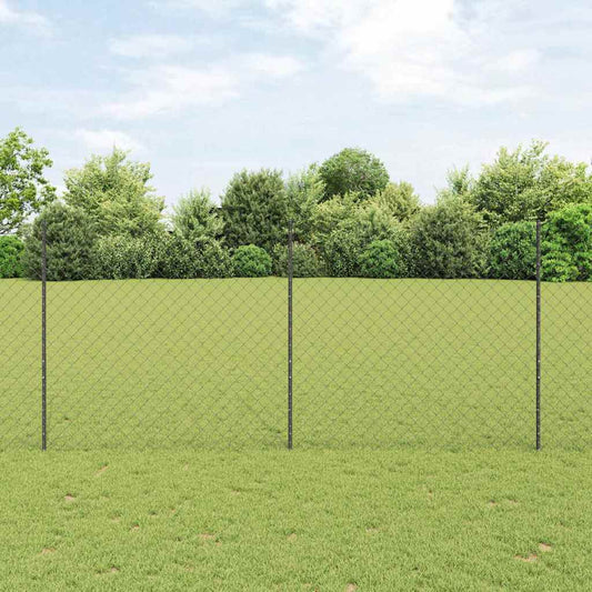 Fence with Posts Grey 1.4 x 25 m Steel