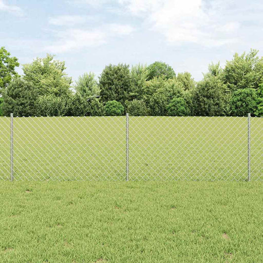 Fence with Posts Silver 0.6 x 10 m Steel