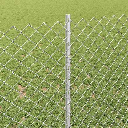 Fence with Posts Silver 1 x 10 m Steel