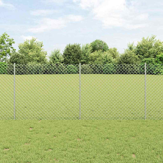 Fence with Posts Silver 1 x 10 m Steel
