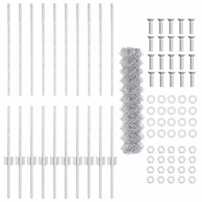 Fence with Posts Silver 1 x 10 m Steel