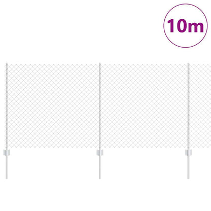 Fence with Posts Silver 1 x 10 m Steel