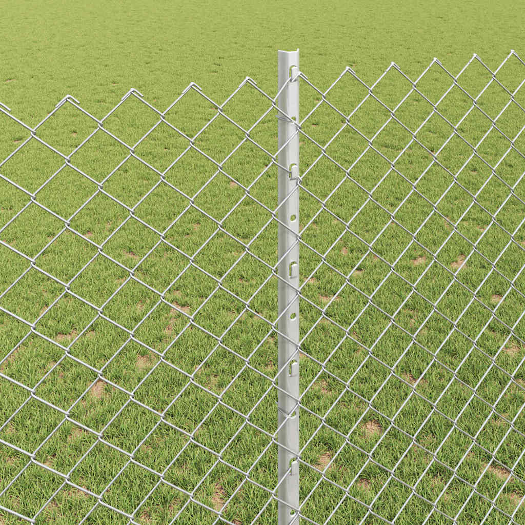 Fence with Posts Silver 1.4 x 10 m Steel