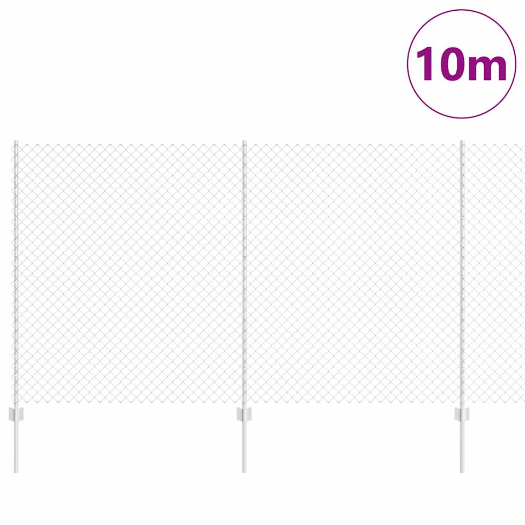 Fence with Posts Silver 1.4 x 10 m Steel