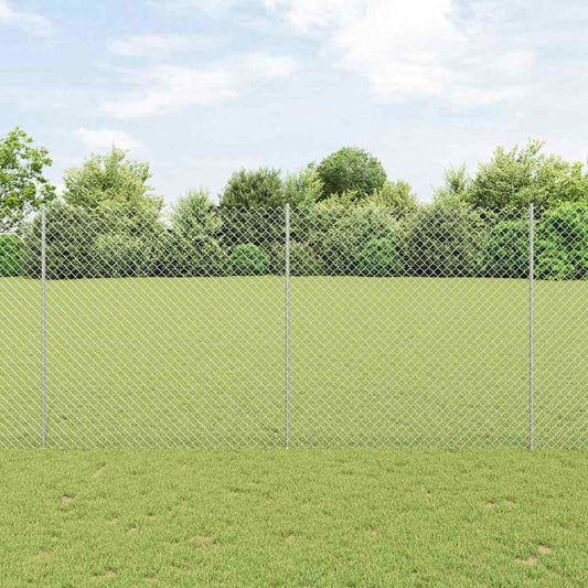 Fence with Posts Silver 1.6 x 10 m Steel