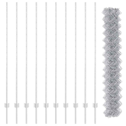 Fence with Posts Silver 1.6 x 10 m Steel