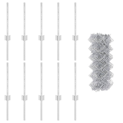 Fence with Posts Silver 0.4 x 10 m Steel