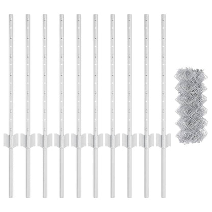 Fence with Posts Silver 0.6 x 10 m Steel