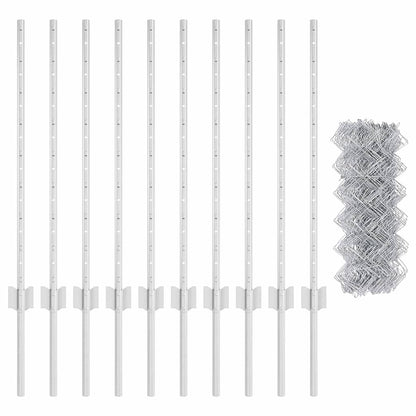 Fence with Posts Silver 0.8 x 10 m Steel