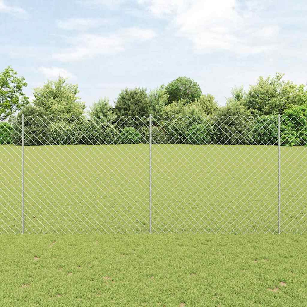 Fence with Posts Silver 1.4 x 10 m Steel