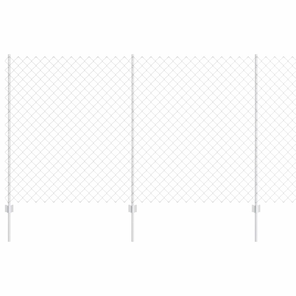 Fence with Posts Silver 1.4 x 10 m Steel