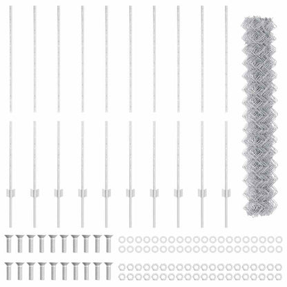 Fence with Posts Silver 1.4 x 10 m Steel