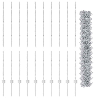 Fence with Posts Silver 1.4 x 10 m Steel