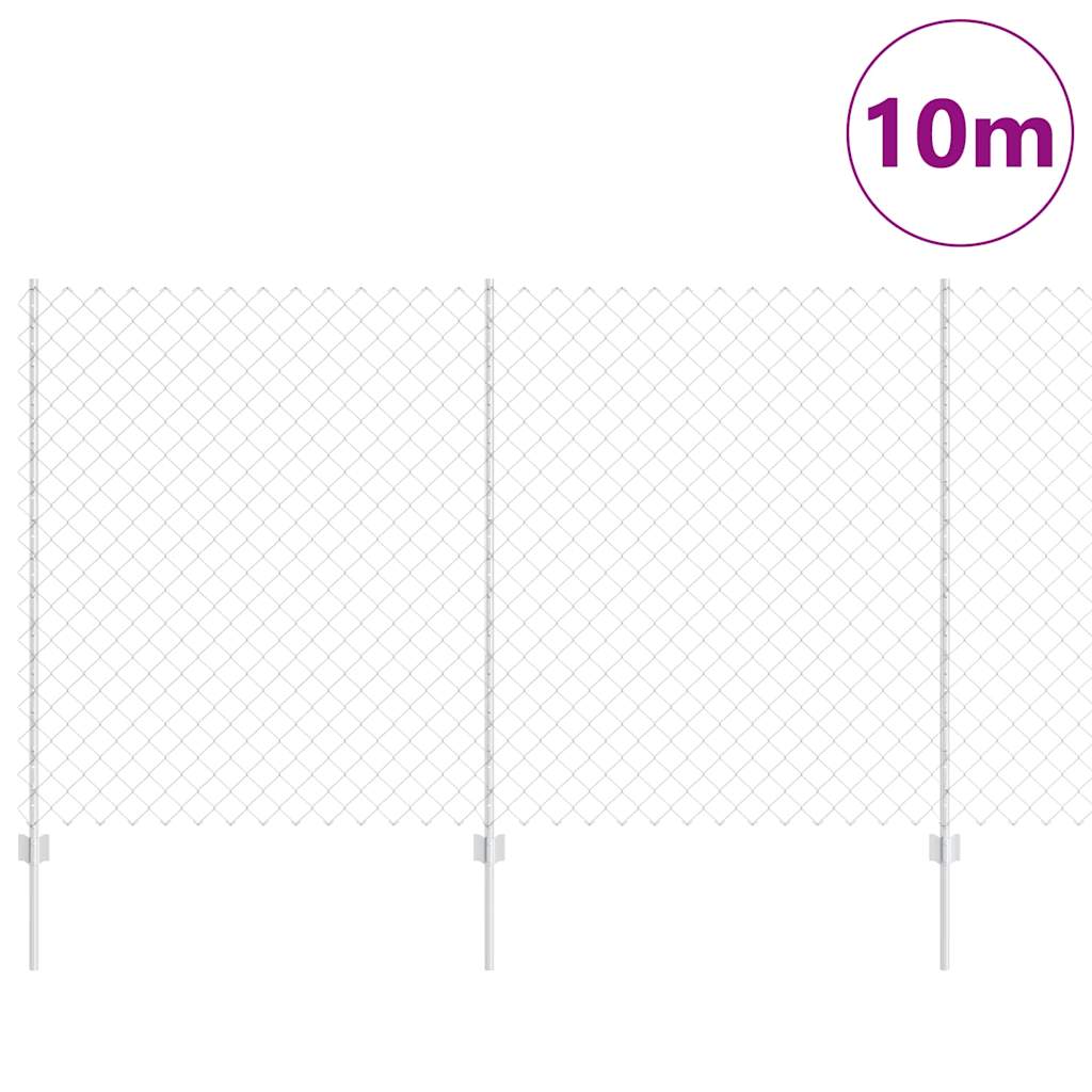 Fence with Posts Silver 1.4 x 10 m Steel