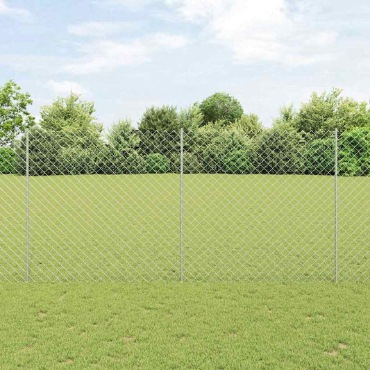 Fence with Posts Silver 1.5 x 10 m Steel