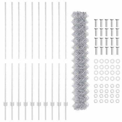 Fence with Posts Silver 1.5 x 10 m Steel