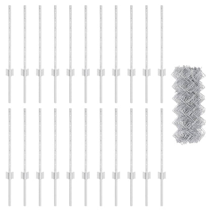 Fence with Posts Silver 0.6 x 25 m Steel