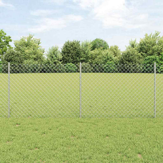 Fence with Posts Silver 0.8 x 25 m Steel