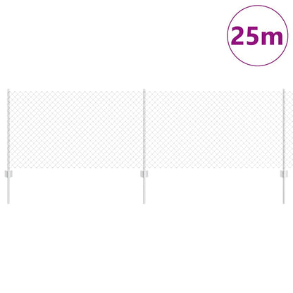 Fence with Posts Silver 0.8 x 25 m Steel