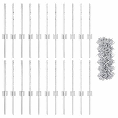 Fence with Posts Silver 0.4 x 25 m Steel