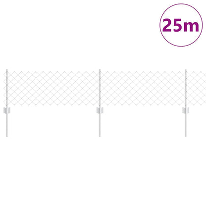 Fence with Posts Silver 0.4 x 25 m Steel