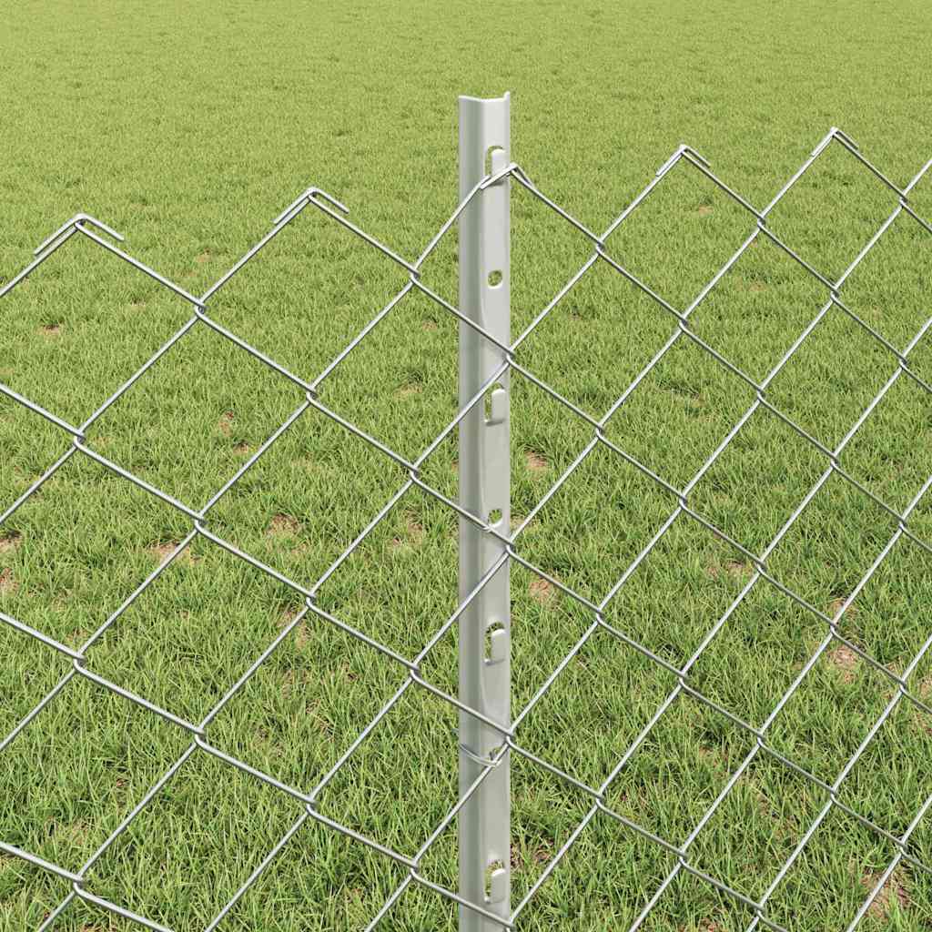 Fence with Posts Silver 0.8 x 25 m Steel