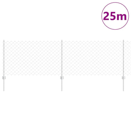 Fence with Posts Silver 0.8 x 25 m Steel