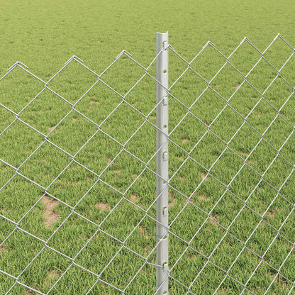 Fence with Posts Silver 1 x 25 m Steel