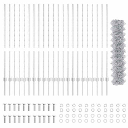 Fence with Posts Silver 1.2 x 25 m Steel