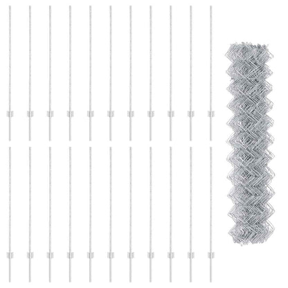 Fence with Posts Silver 1.2 x 25 m Steel