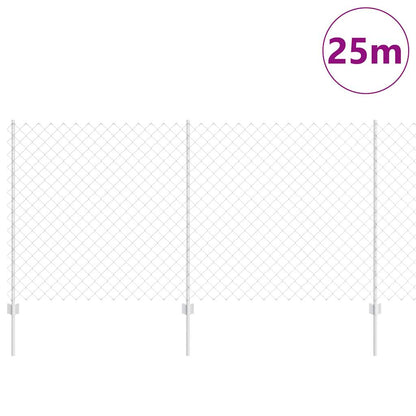 Fence with Posts Silver 1.2 x 25 m Steel