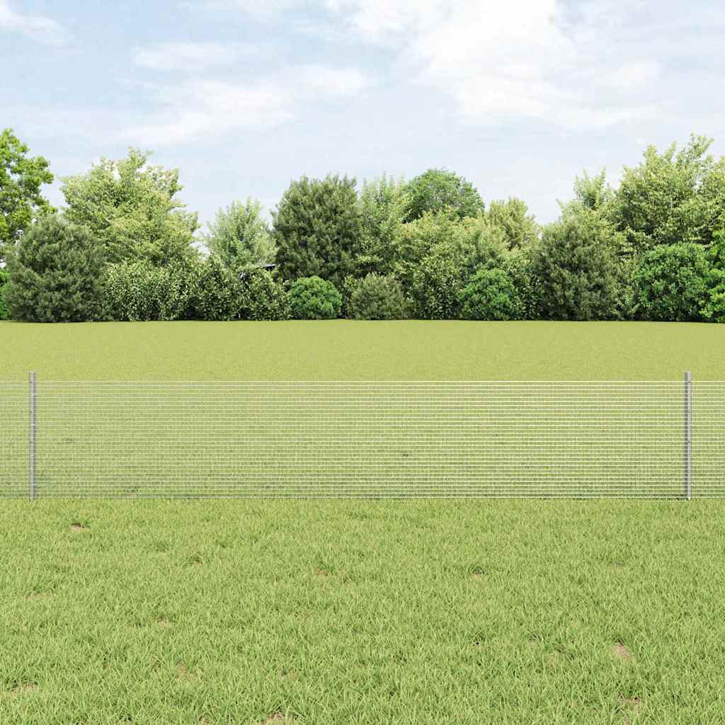 Fence with Posts Silver 0.4 x 10 m Steel
