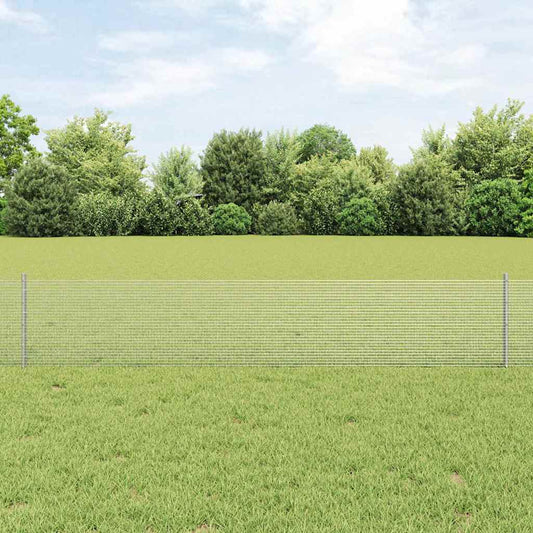Fence with Posts Silver 0.4 x 10 m Steel