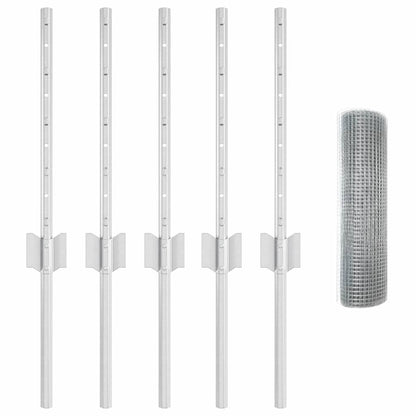 Fence with Posts Silver 0.4 x 10 m Steel
