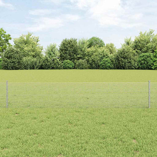 Fence with Posts Silver 0.4 x 10 m Steel