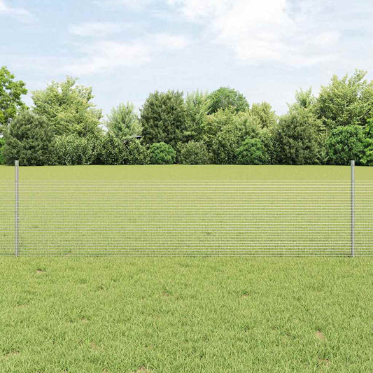 Fence with Posts Silver 0.5 x 10 m Steel