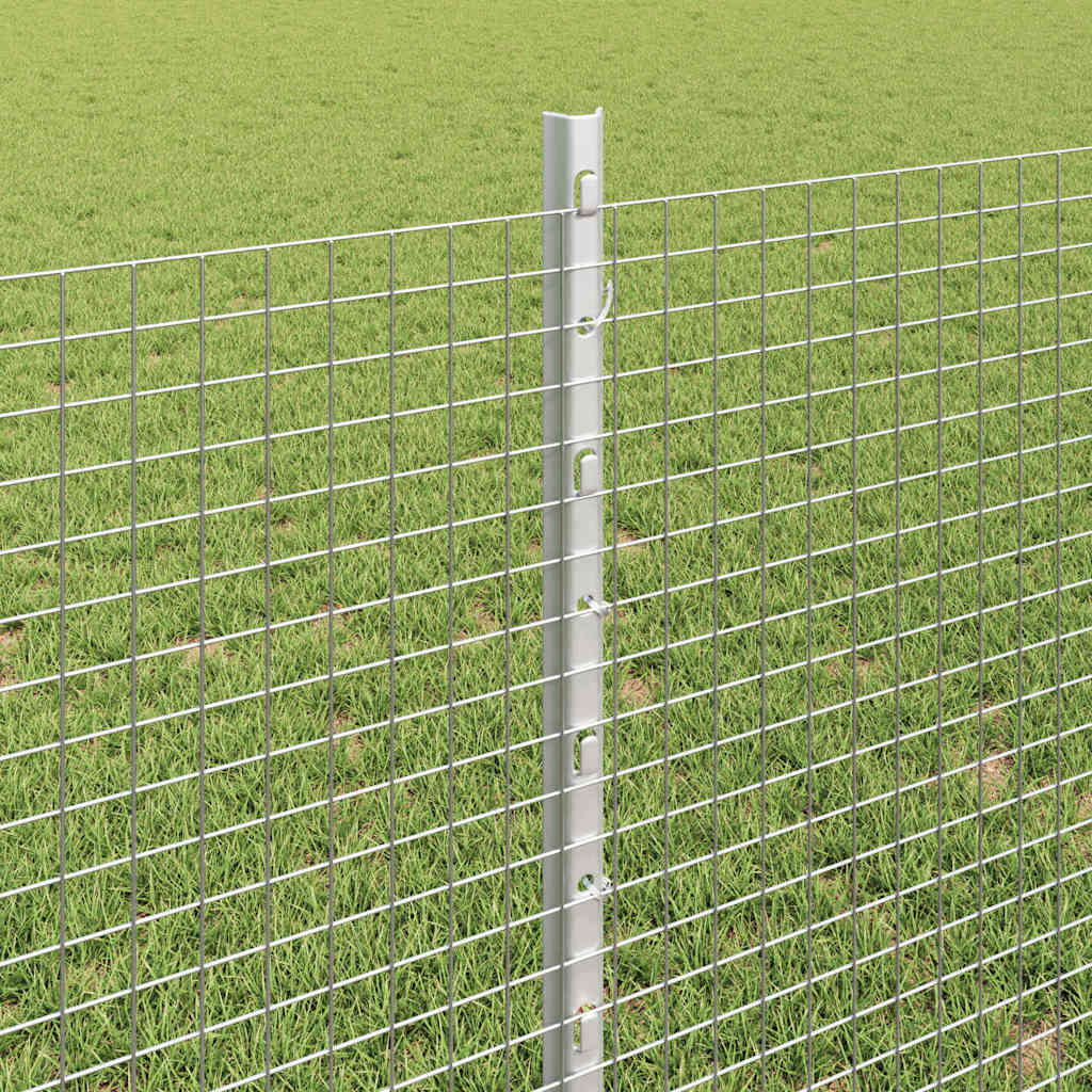 Fence with Posts Silver 0.8 x 10 m Steel