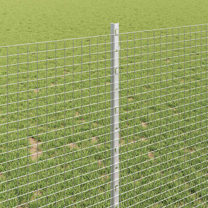 Fence with Posts Silver 1 x 10 m Steel