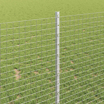 Fence with Posts Silver 1 x 10 m Steel