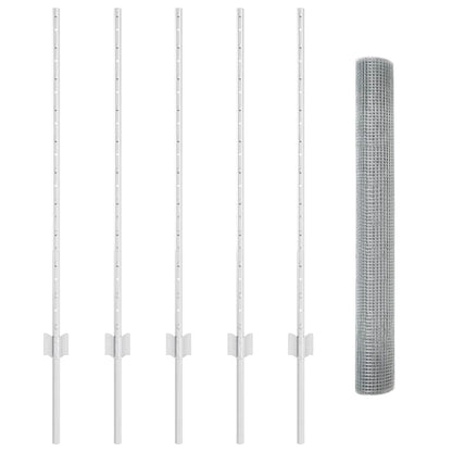 Fence with Posts Silver 1 x 10 m Steel