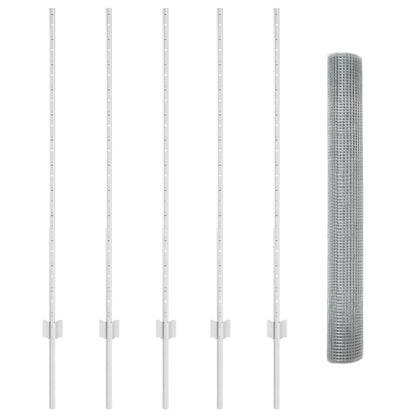 Fence with Posts Silver 1.2 x 10 m Steel