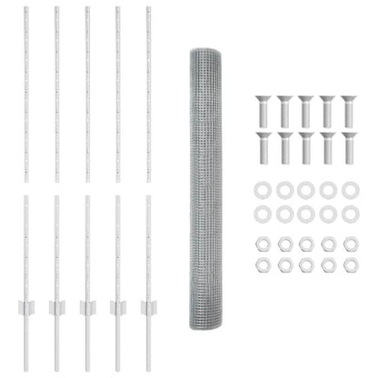 Fence with Posts Silver 1.2 x 10 m Steel